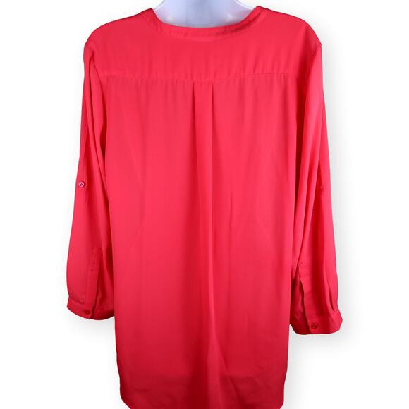 Halogen Pink Split Neck 3/4 Sleeve Blouse M - Picture 3 of 4